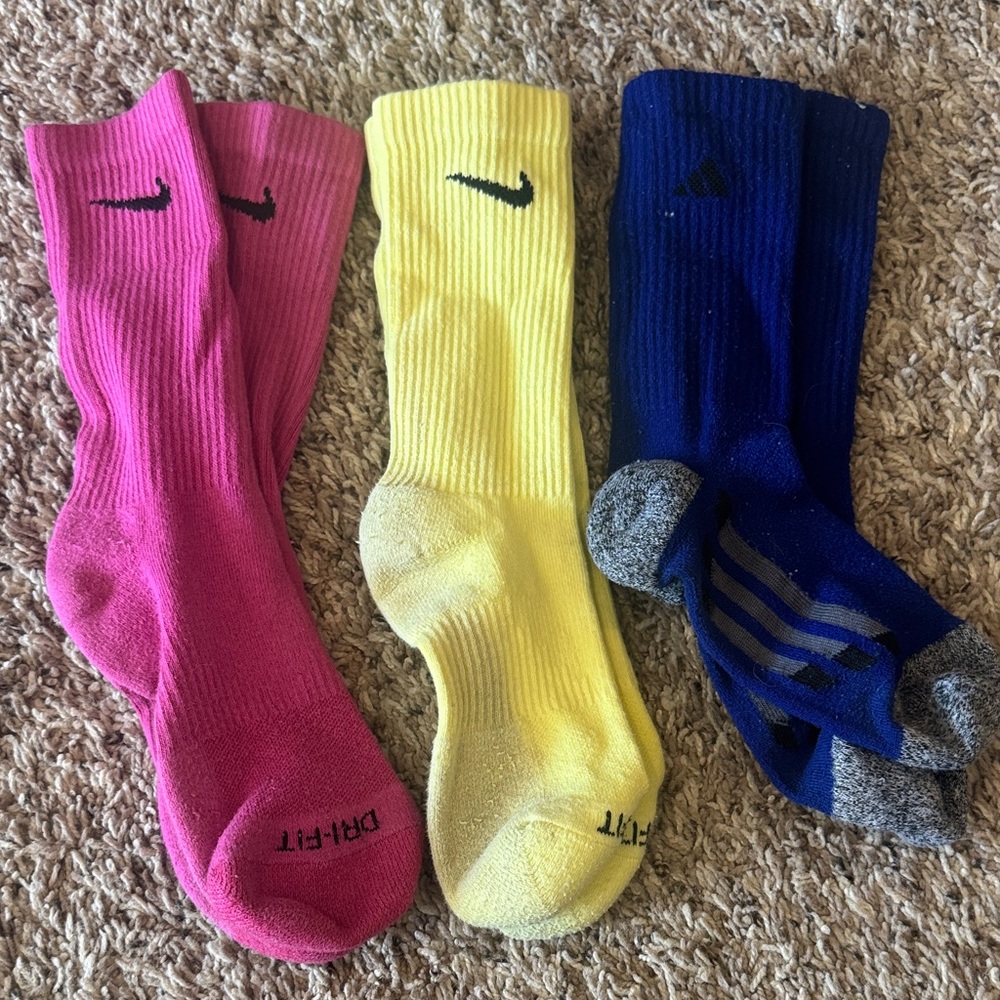 Nike Men's Athletic Socks - Pink, Yellow, Blue
